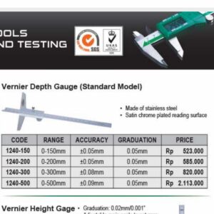 Vernier Depth Gauge Insize 0 300mm 1240 300 Vernier Depth Gauge Insize 0 300mm 1240 300
